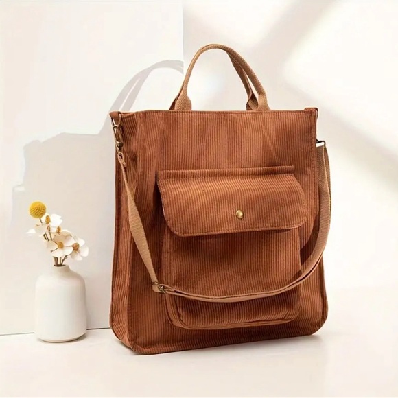Handbags - Corduroy Tote -Crossbody Bag